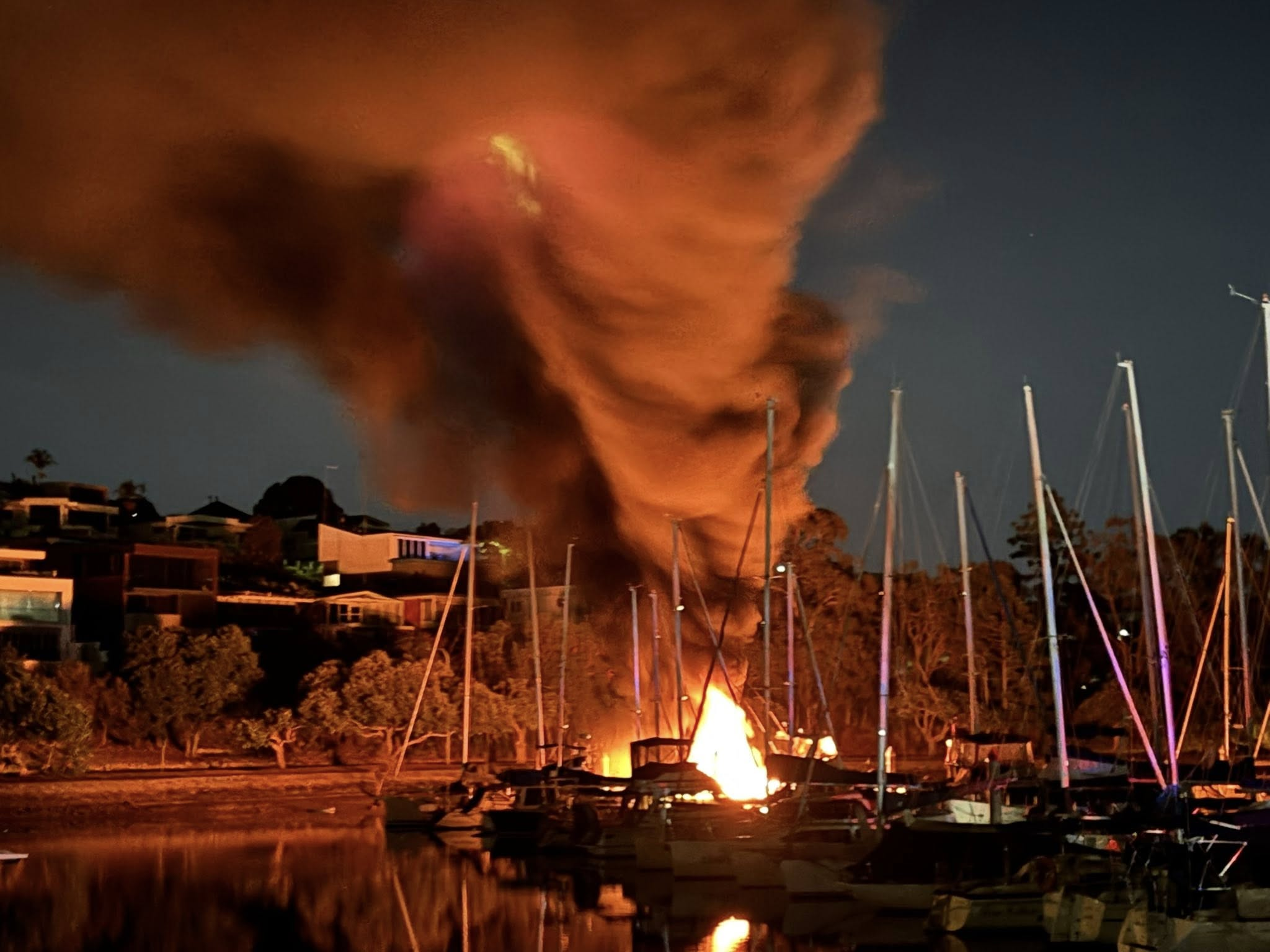 Boat destroyed by fire in Manly